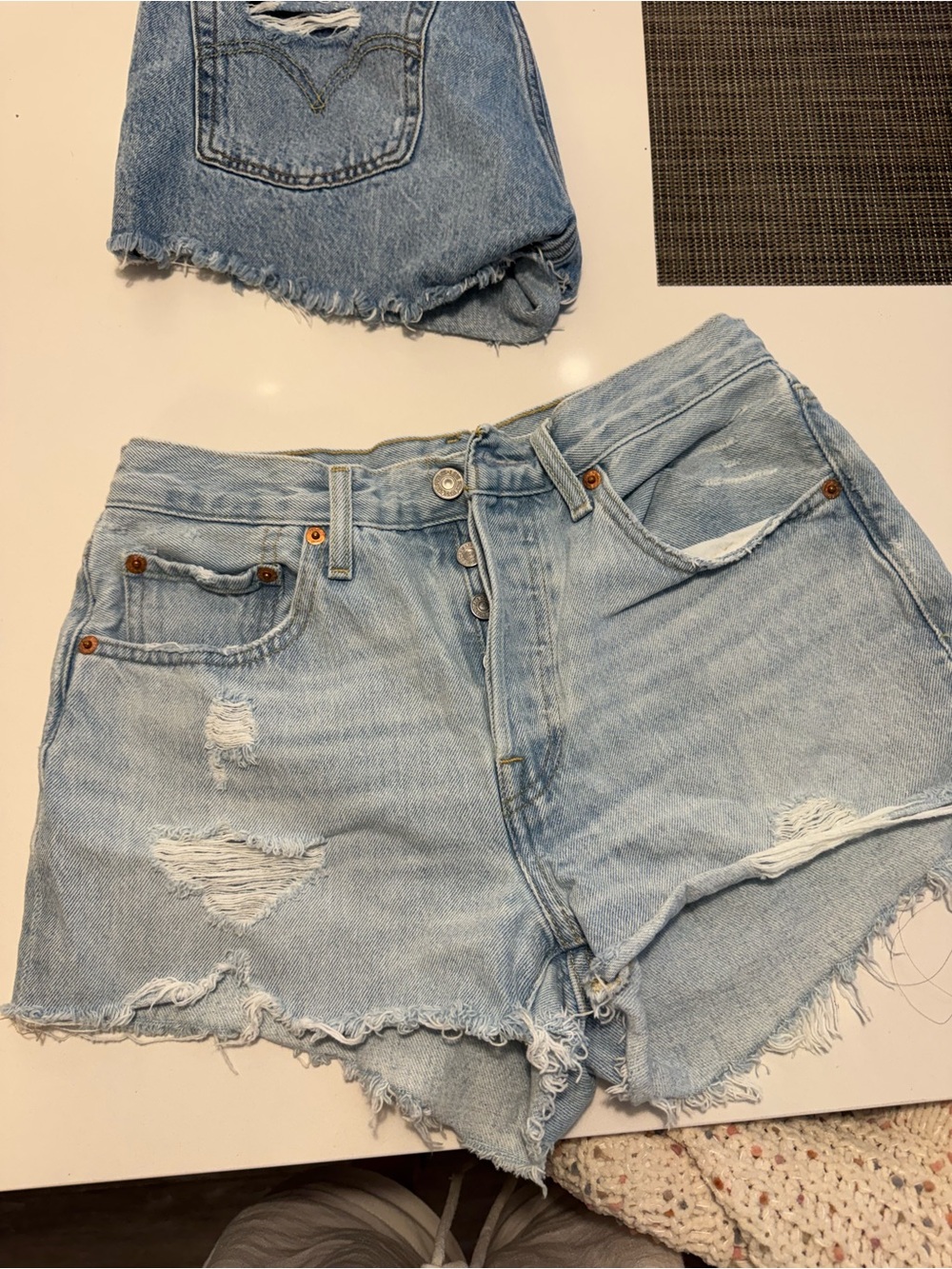 Levi's Light Blue Distressed Denim Cutoff Shorts